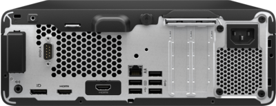 Equipo de escritorio HP Pro 400 de factor de forma reducido G9 C2QZ5AT - detalle lateral y conexiones
