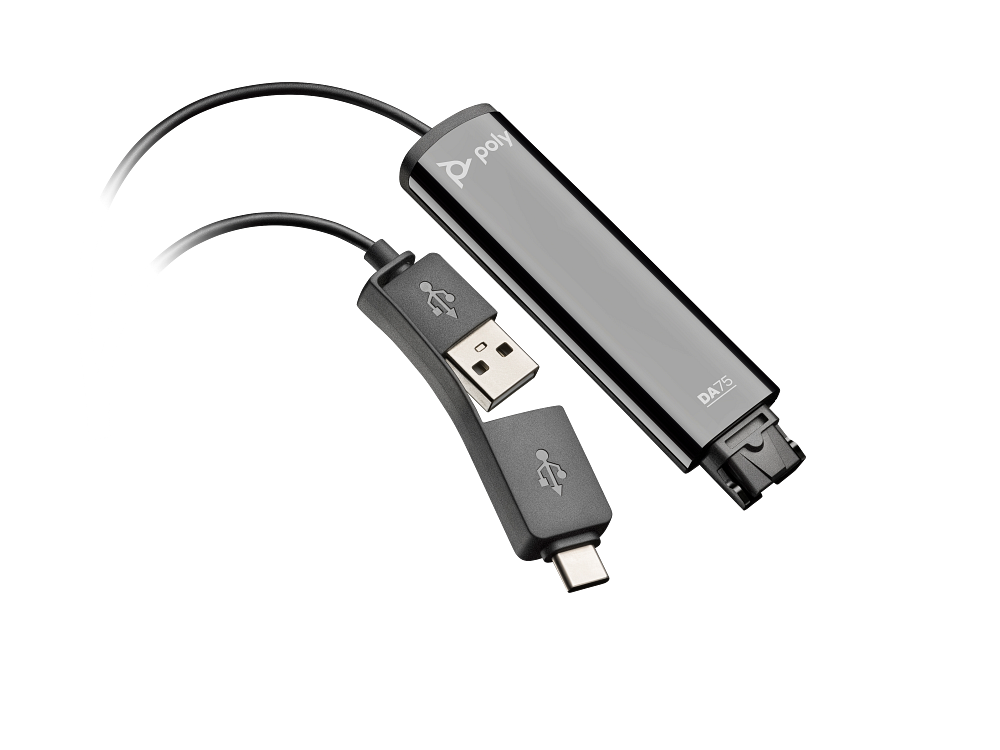 Adaptador Poly DA75 786C6AA: conexiones QD, USB-A y USB-C