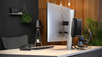 Desktop HP Elite Mini 805G8 A9UC1AT - vistas laterales y conexiones