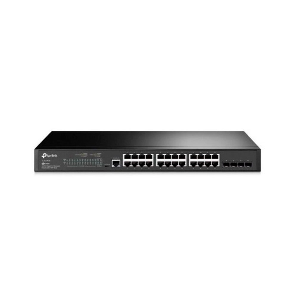 TP LINK SWITCH ADMINISTRABLE JETSTREAM DE 24 PUERTOS GIGABIT L2 + CON 4 RANURAS SFP, 24 PUERTOS GIGABIT RJ45, 4 RANURAS GIGABIT SFP, PUERTO DE CONSOLA RJ45 / MICRO-USB