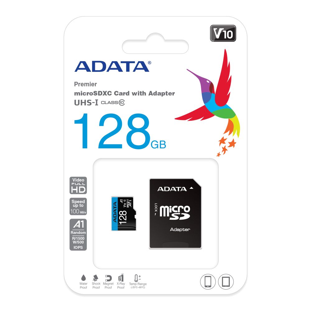 ADATA TARJETA DE MEMORIA  PREMIER CON ADAPTADOR SD 128GB (AUSDX128GUICL10A1-RA1)