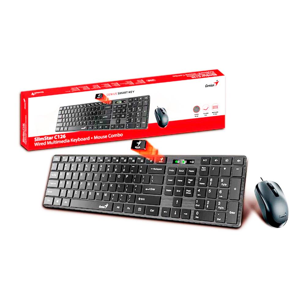 GENIUS COMBO TECLADO  + MOUSE GENIUS SLIMSTAR C126 ALAMBRICO USB NEGRO