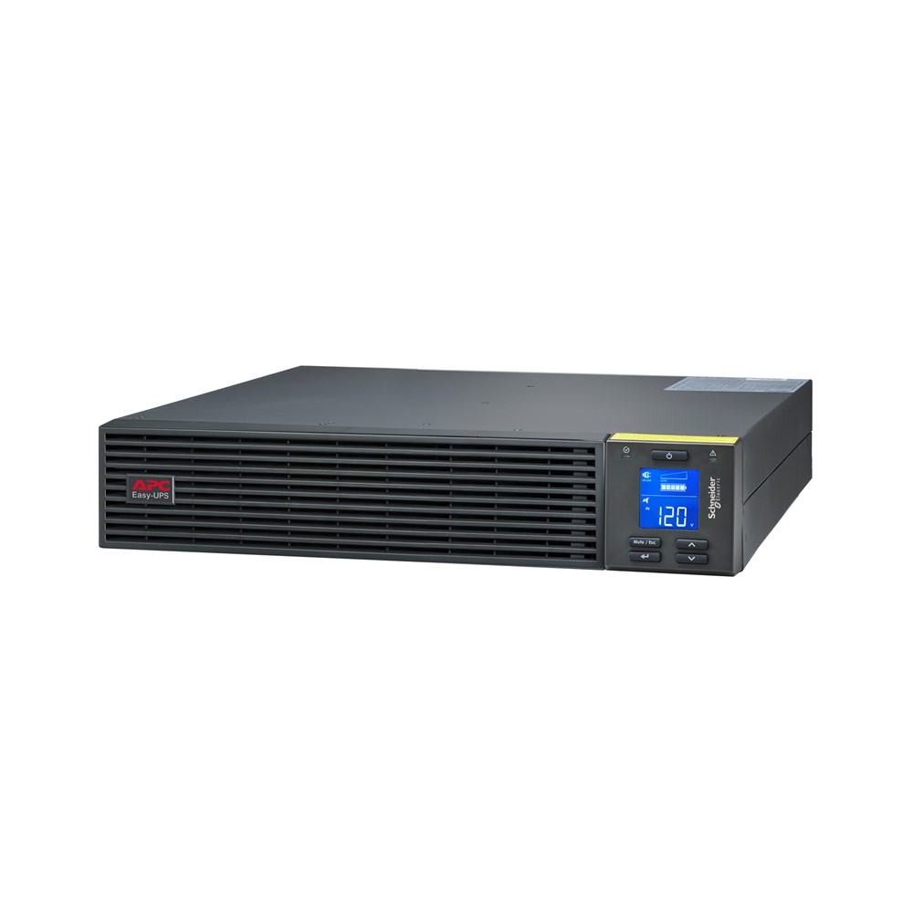 UPS EN LÍNEA DE DOBLE CONVERSIÓN APC BY SCHNEIDER ELECTRIC EASY UPS SRV3KRA - 3KVA/2.40KW - 2U MONTABLE EN BASTIDOR - 4HORA(S) RECHARGE - 4MINUTO(S) STAND-BY - 120 V AC ENTRADA - 110 V AC, 115 V AC, 120 V AC SALIDA - 1 X NEMA L5-30R, 6 X NEMA 5-20R RECEPTACLE(S) - MONOFÁSICO - PUERTO SERIAL