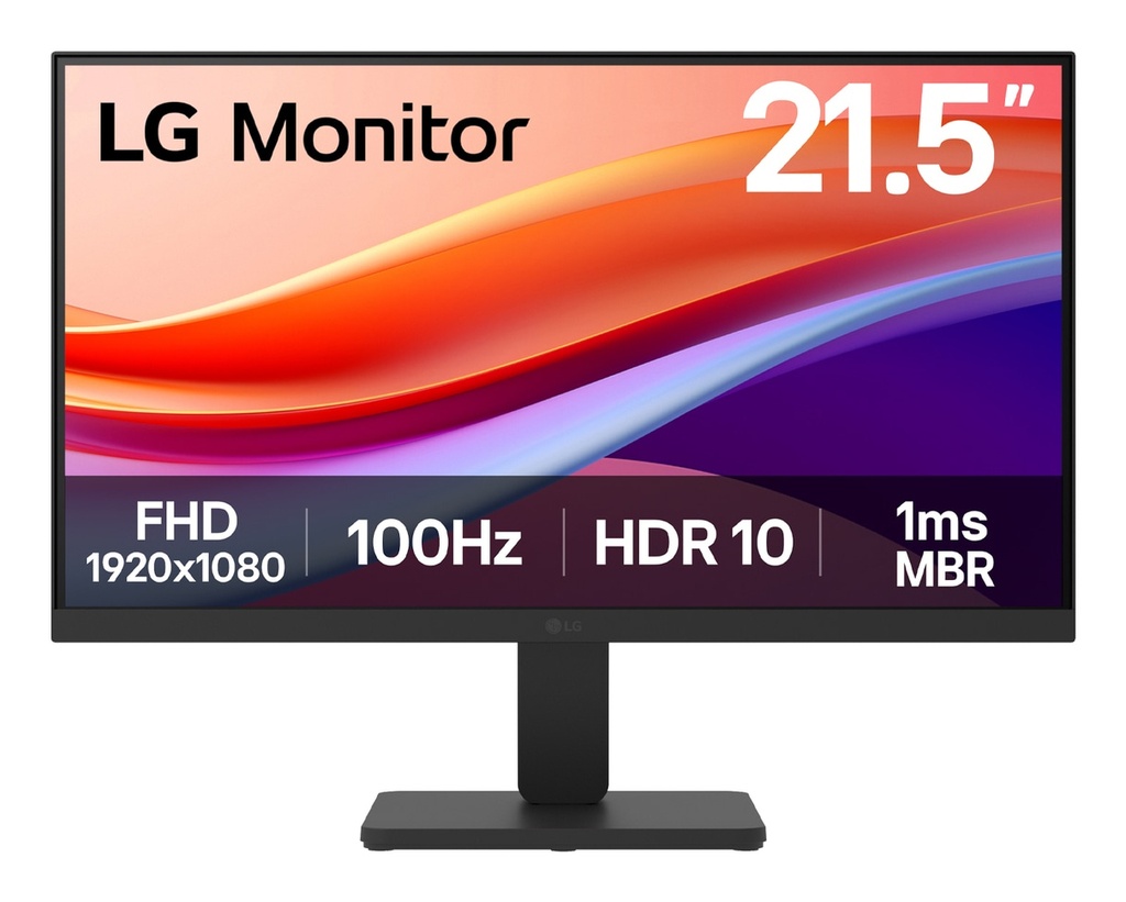 MONITOR LG 21.5" VA FHD 100HZ LADOS ULTRA FINOS	22"	FHD	VA	1MS / 100HZ	HDMI, VGA, AUDIO 3.5MM	ENTRADA / PLANO