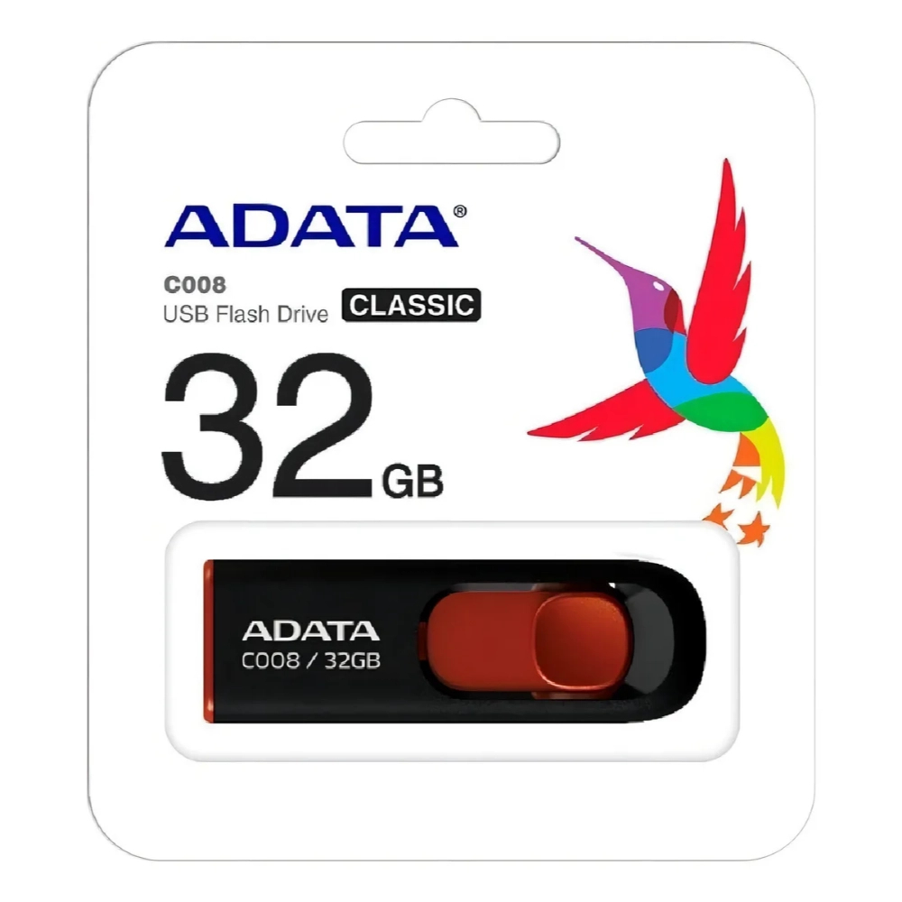 ADATA MEMORIA USB 2.0 C008 RETRÁCTIL 32GB, NEGRA