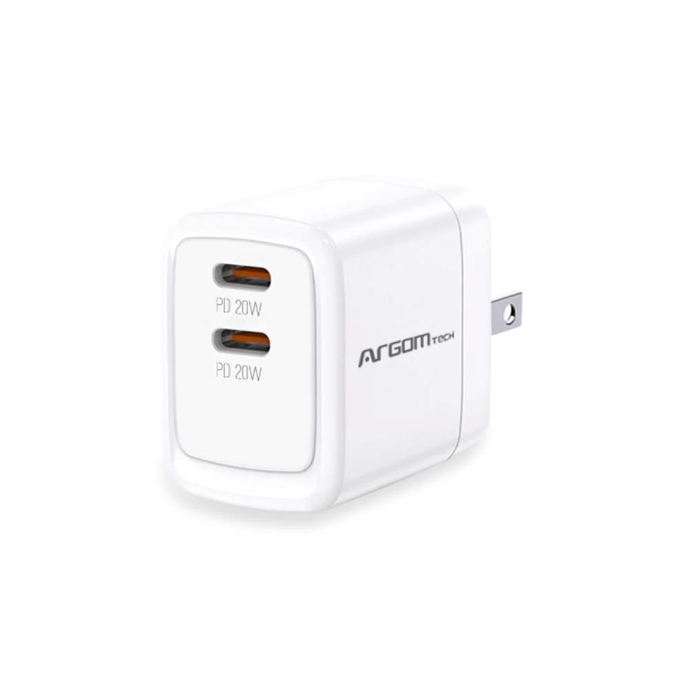 ARGOMTECH CARGADOR DUAL RÁPIDO ARGOM AC0115 BLANCO