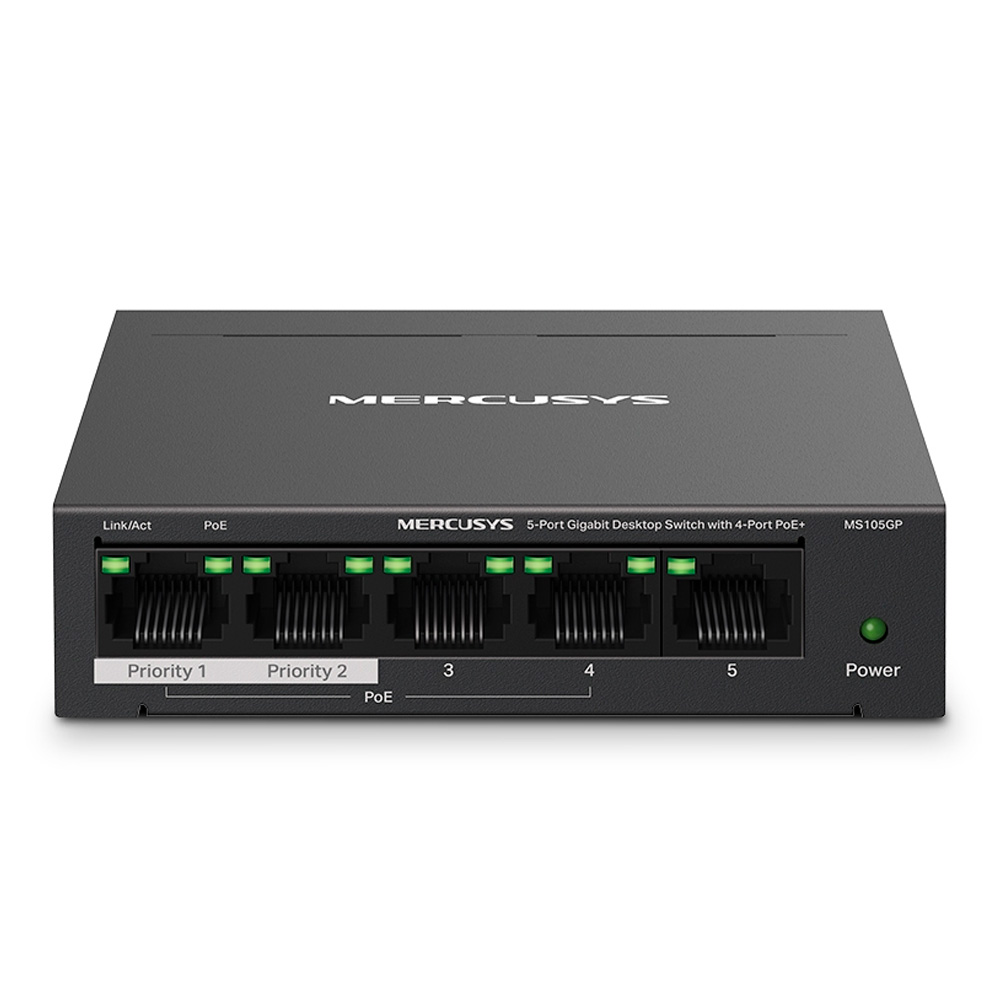 TPLINK SWITCH NO ADMINISTRABLES MERCUSYS 5-PORT GIGABIT DESKTOP SWITCH WITH 4-PORT POE+
