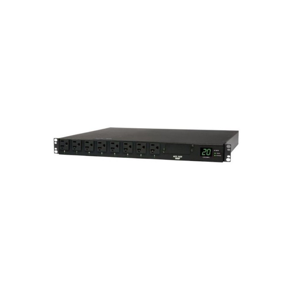 TRIPPLITE PDU MONOFÁSICO CON MEDIDOR DIGITAL DE CORRIENTE / ATS - SWITCH DE TRANSFERENCIA AUTOMÁTICA, 20A 120V, INSTALACIÓN HORIZONTAL 1U