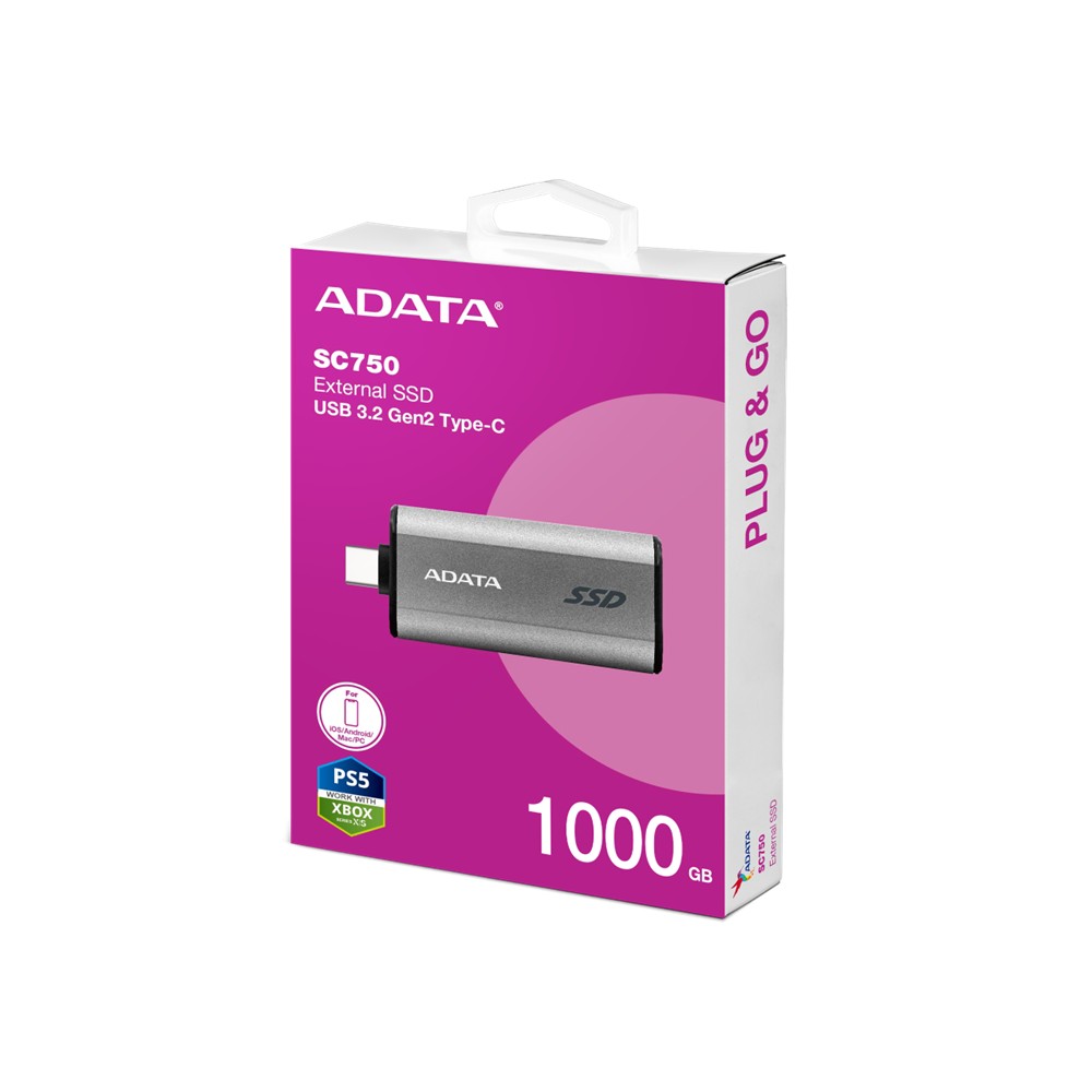 ADATA UNIDAD SSD EXTERNA MINI RETRÁCTIL SC750 1TB TIPO C