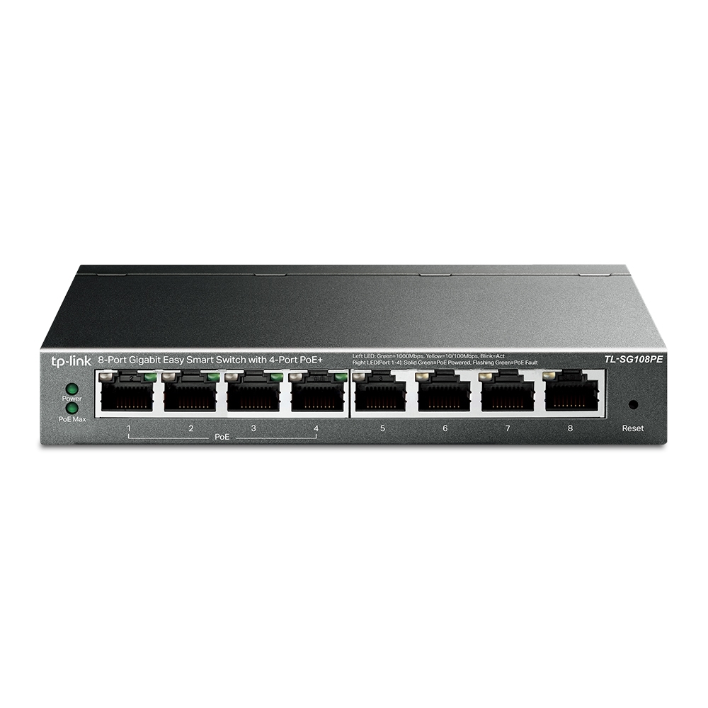 TPLINK SWITCH EASY SMART DE 8 PUERTOS GIGABIT CON 4 PUERTOS POE