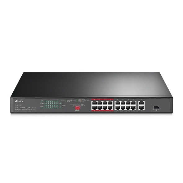 TPLINK SWITCH PARA MONTAJE EN RACK DE 16 PUERTOS POE+ 10/100 MBPS + 2 PUERTOS GIGABIT
