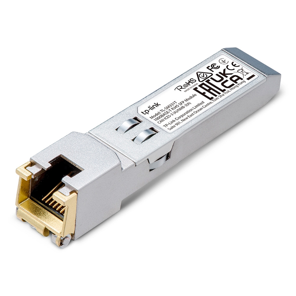 TPLINK TRANSCEIVER DE COBRE RJ45 A 1000 MBPS, PLUG AND PLAY CON RANURA SFP, HASTA 100 M DE DISTANCIA (CAT5E O SUPERIOR)