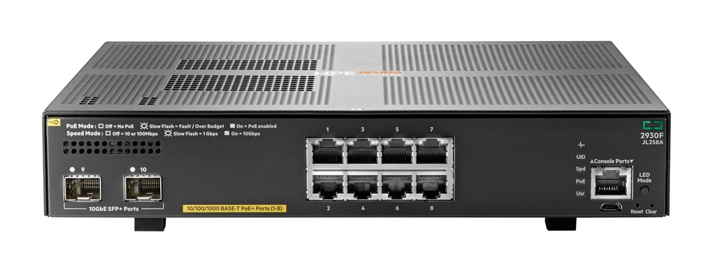 HEWLETT PACKARD ENTERPRISE HPE ARUBA NETWORKING 2930F 8G POE+ 2SFP+ SWITCH
