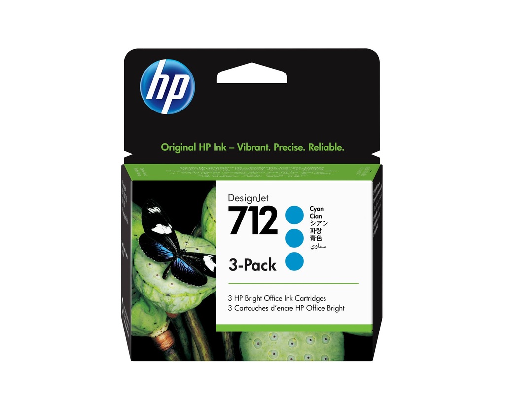 HP CARTUCHO DE TINTA DESIGNJET 712 DE 29ML, CIAN, PACK DE 3