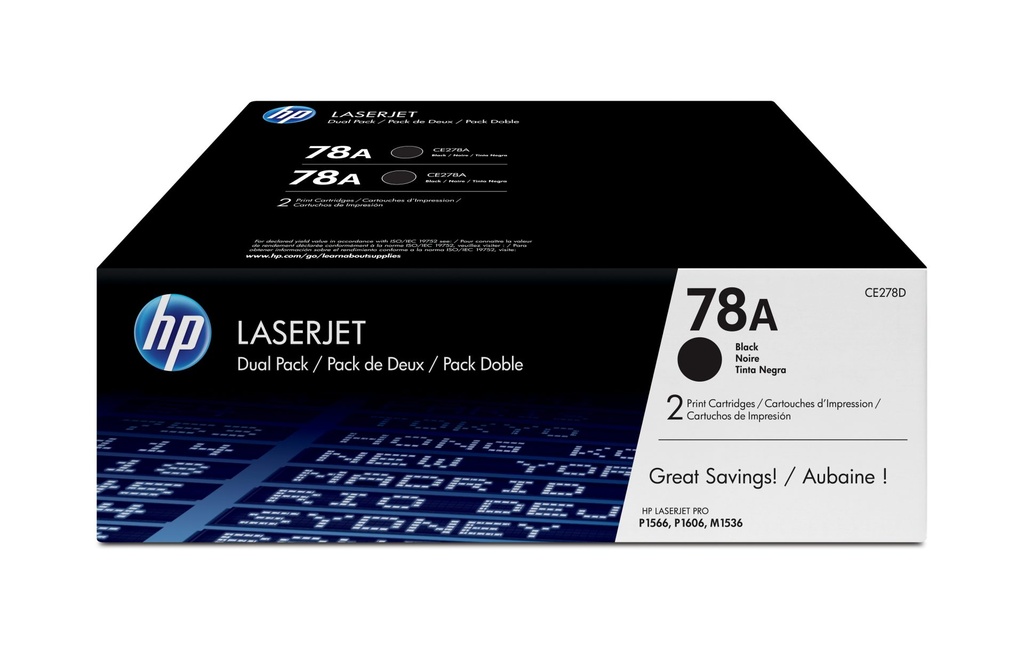 PACK DE 2 CARTUCHOS DE TÓNER HP 78A NEGRO