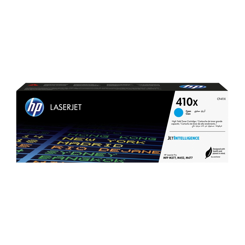 HP CARTUCHO DE TÓNER ORIGINAL LASERJET 410X DE ALTA CAPACIDAD CIAN