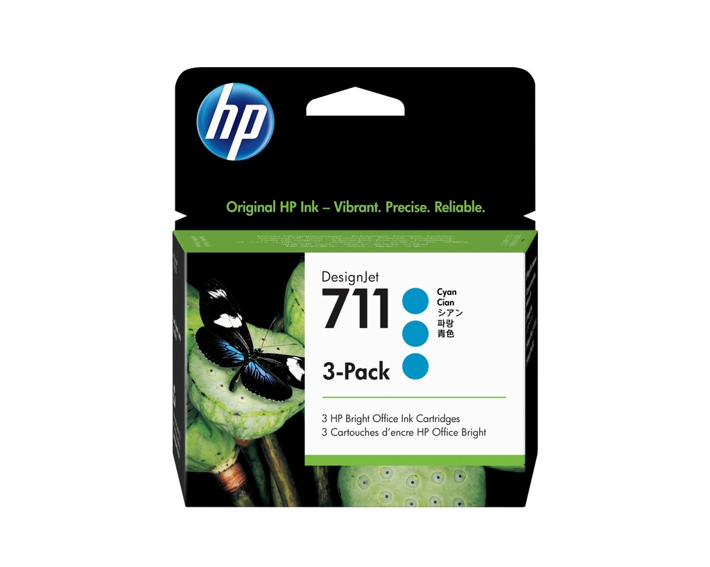 PACK DE 3 CARTUCHOS DE TINTA HP DESIGNJET 711 CIAN