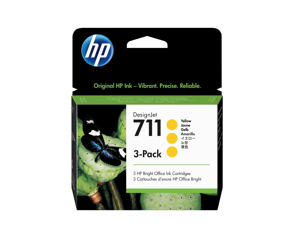 HP PACK DE AHORRO DE 3 CARTUCHOS DE TINTA DESIGNJET 711 DE 29 ML AMARILLO