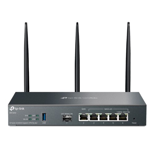 TP LINK OMADA 4G CAT6 AX3000 GIGABIT VPN ROUTER PORT 1 GIGABIT SFP WANLAN PORT 1 GIGABIT RJ45 WAN PORT 4 GIGABIT WANLAN