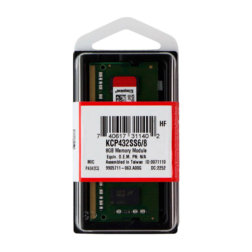 KINGSTON MEMORIA RAM 8GB DDR4 3200 MHZ SODIMM PORTATIL