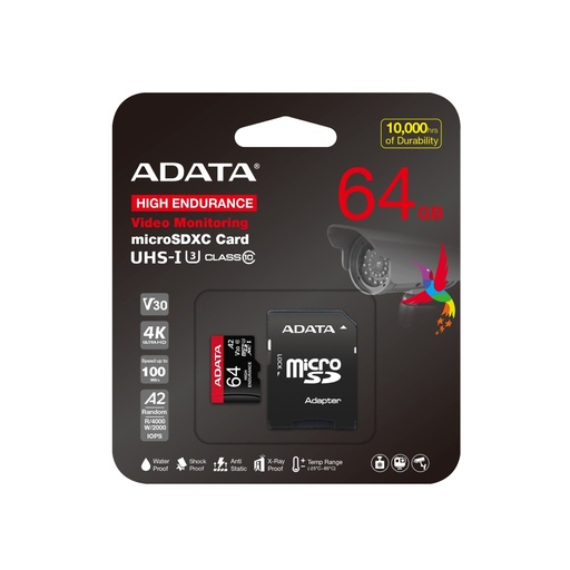 [AUSDX64GUI3V30SHA2-RA1] ADATA MEMORIA MICROSD A2-V30 64GB VIDEO VIGILANCIA