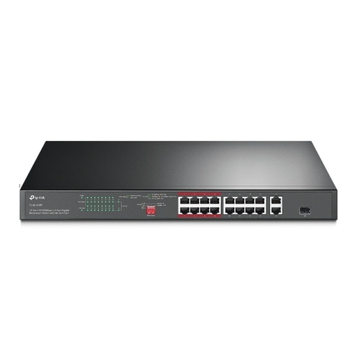 [TL-SL1218P] TPLINK SWITCH PARA MONTAJE EN RACK DE 16 PUERTOS POE+ 10/100 MBPS + 2 PUERTOS GIGABIT