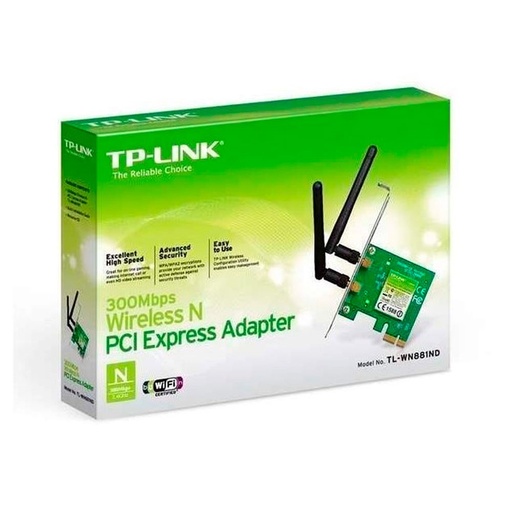 [TL-WN881ND] TPLINK ADAPTADOR DE RED PCI- EXPRESS, N300 MBPS, 2.4 GHZ- 2 ANTENAS EXTERNAS