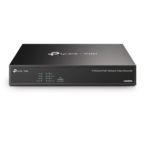 [VIGI-NVR1004H-4P] TPLINK GRABADOR VIGI NVR POE DE 4 CANALES.RESOLUCIN HASTA DE 8MP, CAPACIDAD DE DECODIFICACIN/4-CANALES 4MP, ANCHO DE BANDA ENTRANTE DE 80 MBPS (HASTA 4 CANALES), 4 PUERTOS POE DE 10//100 MBPS, PRESUPUESTO DE POTENCIA DE 53W, 802.3 AF/AT, 1 INTERFAZ SATA (HAST...