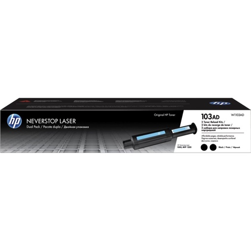 [W1103AD] HP INC KIT HP REGARGA DE TONER NEGRO NEVERSTOP LASER 1000, 1200 2.500 PAG X 2 UNIDADES