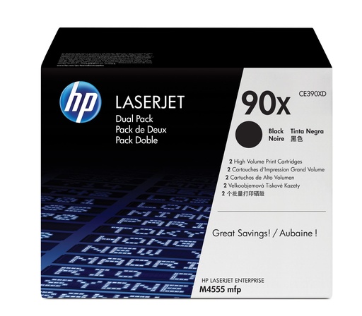 [CE390XD] PACK DE 2 CARTUCHOS DE TÓNER HP 90X NEGRO