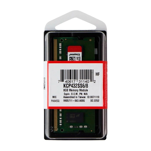 [KCP432SS6/8] KINGSTON MEMORIA RAM 8GB DDR4 3200 MHZ SODIMM PORTATIL