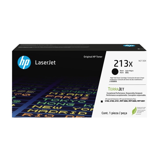 [W2130X] HP CARTUCHO DE TÓNER ORIGINAL LASERJET 213X DE ALTO RENDIMIENTO, NEGRO
